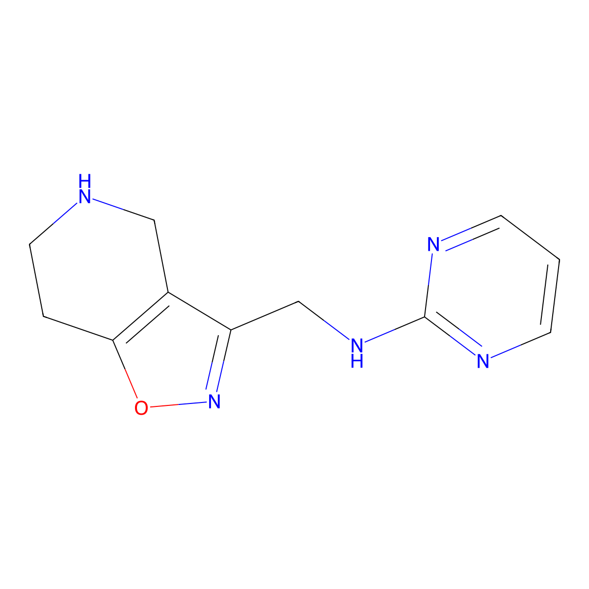 N-((4,5,6,7-Tetrahydroisoxazolo[4,5-c]pyridin-3-yl)methyl)pyrimidin-2-amine molecular structure, CAS 1422058-87-4