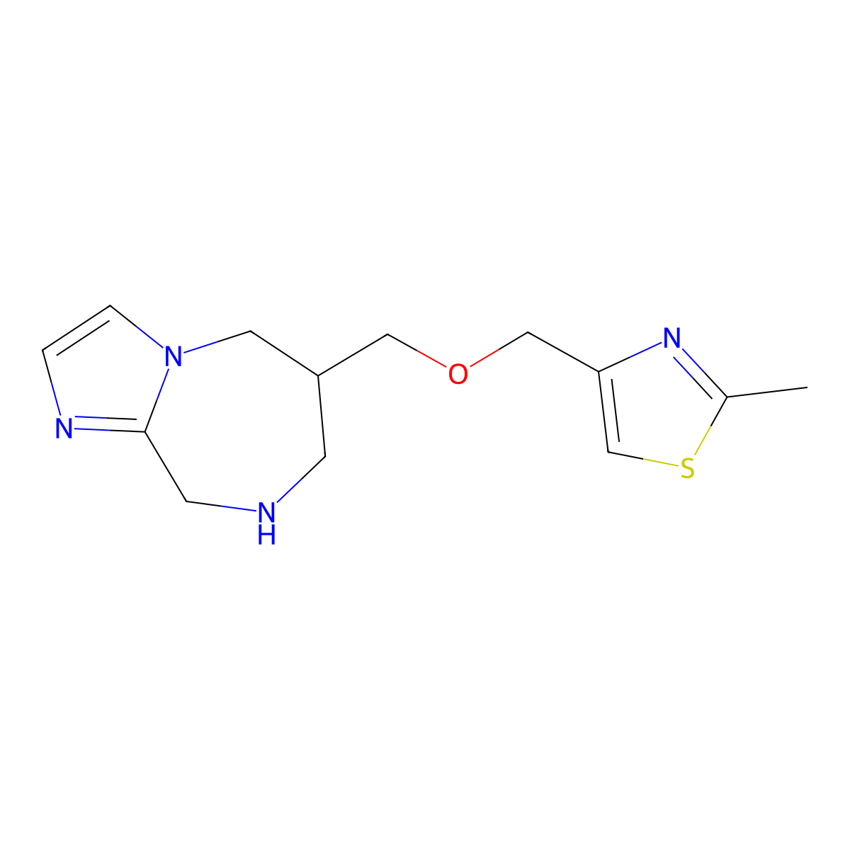 2-methyl-4-(6,7,8,9-tetrahydro-5H-imidazo[1,2-a][1,4]diazepin-6-ylmethoxymethyl)-1,3-thiazole molecular structure, CAS 1422059-06-0