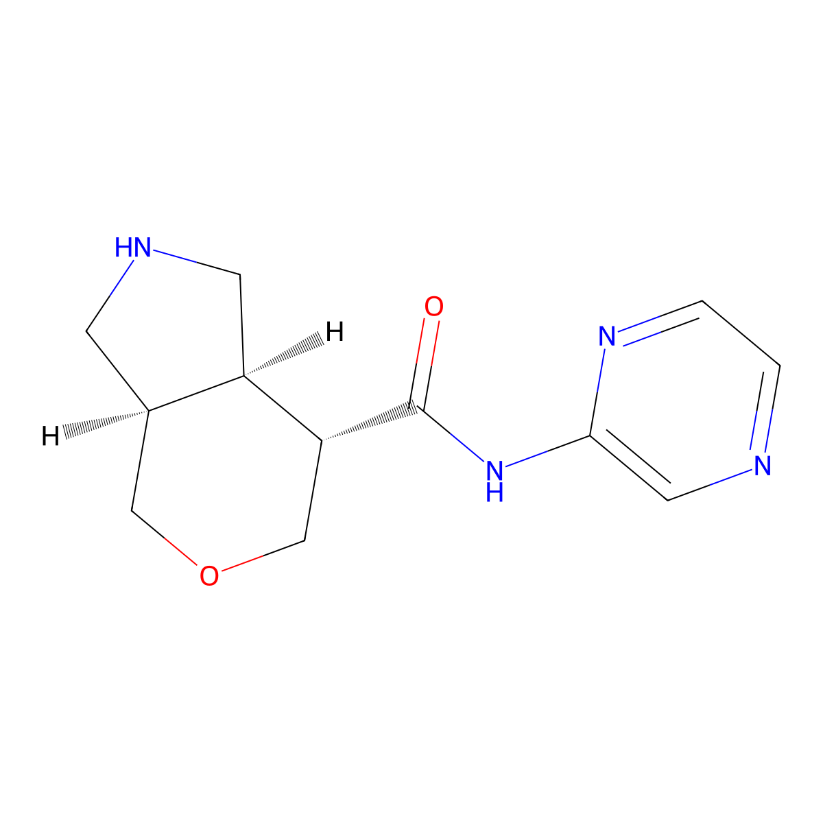 (3aR,7S,7aR)-N-(pyrazin-2-yl)octahydropyrano[3,4-c]pyrrole-7-carboxamide molecular structure, CAS 1422059-19-5