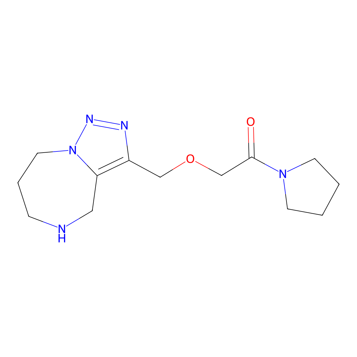 1-pyrrolidin-1-yl-2-(5,6,7,8-tetrahydro-4H-triazolo[1,5-a][1,4]diazepin-3-ylmethoxy)ethanone molecular structure, CAS 1422059-28-6