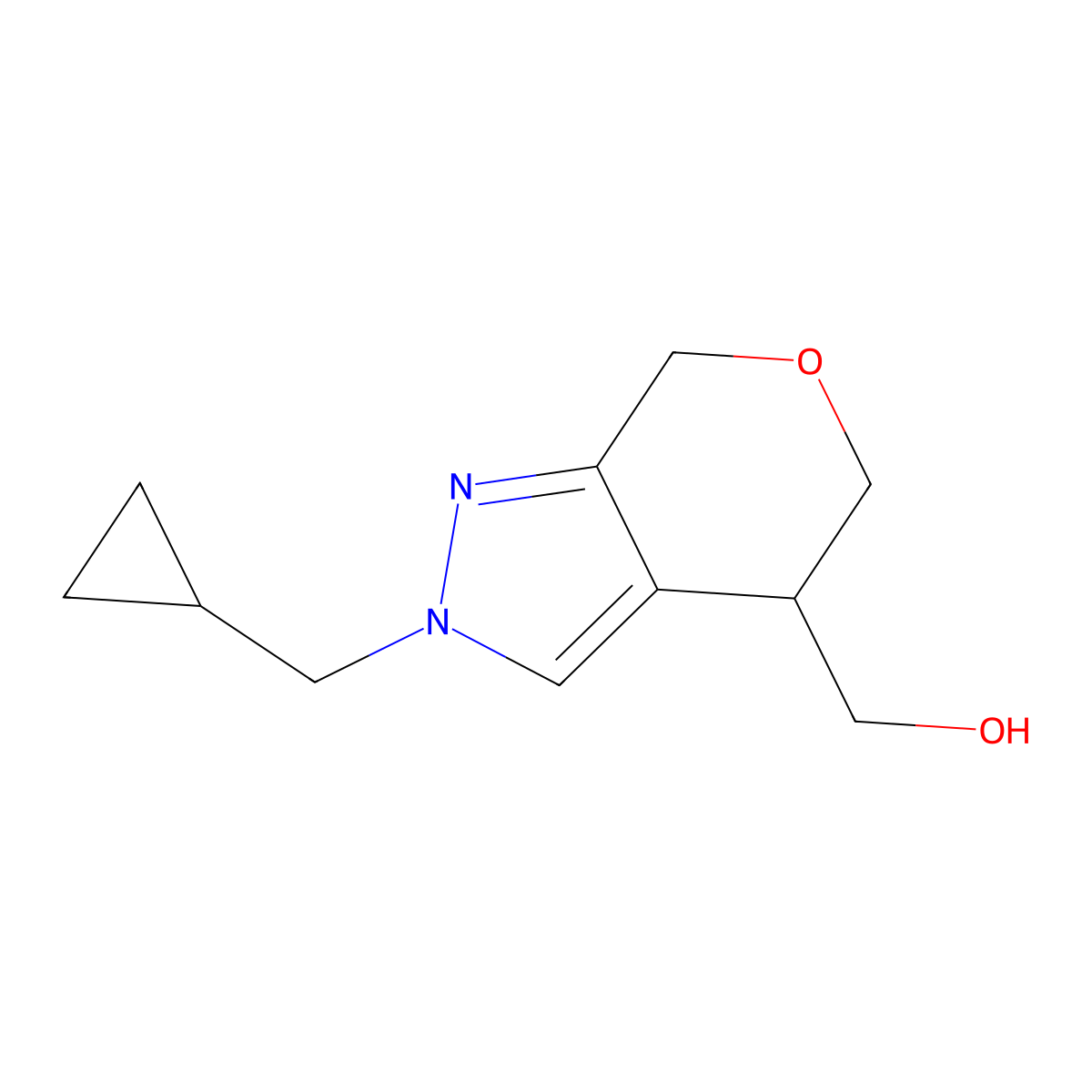 (2-(Cyclopropylmethyl)-2,4,5,7-tetrahydropyrano[3,4-c]pyrazol-4-yl)methanol molecular structure, CAS 1422059-40-2