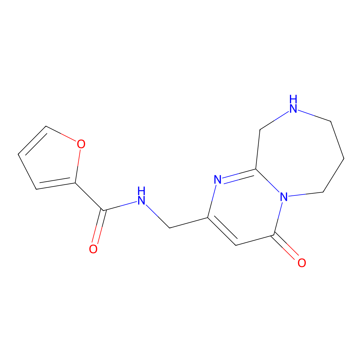 N-((4-Oxo-4,6,7,8,9,10-hexahydropyrimido[1,2-a][1,4]diazepin-2-yl)methyl)furan-2-carboxamide molecular structure, CAS 1422059-43-5