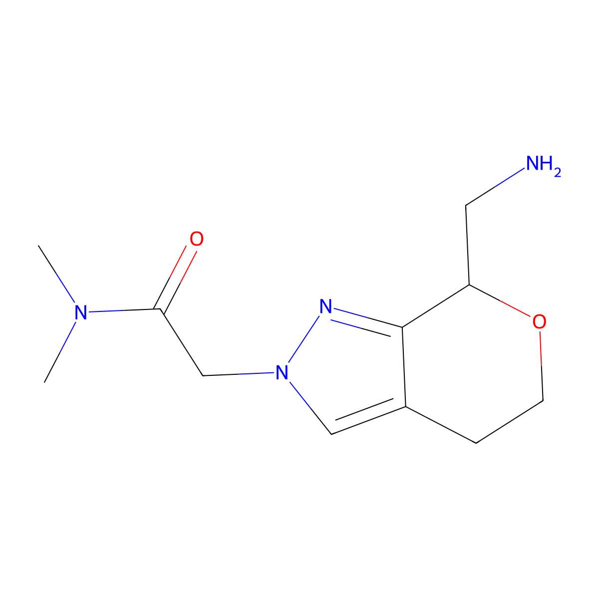2-(7-(Aminomethyl)-4,5-dihydropyrano[3,4-c]pyrazol-2(7H)-yl)-N,N-dimethylacetamide molecular structure, CAS 1422059-47-9