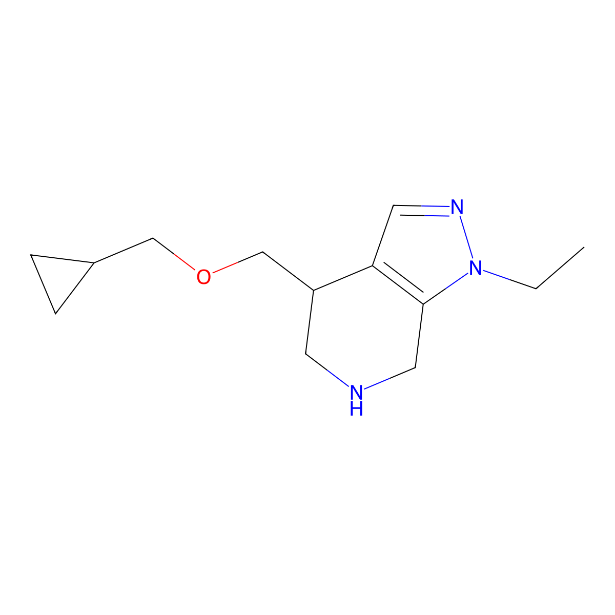 4-((Cyclopropylmethoxy)methyl)-1-ethyl-4,5,6,7-tetrahydro-1H-pyrazolo[3,4-c]pyridine molecular structure, CAS 1422059-52-6