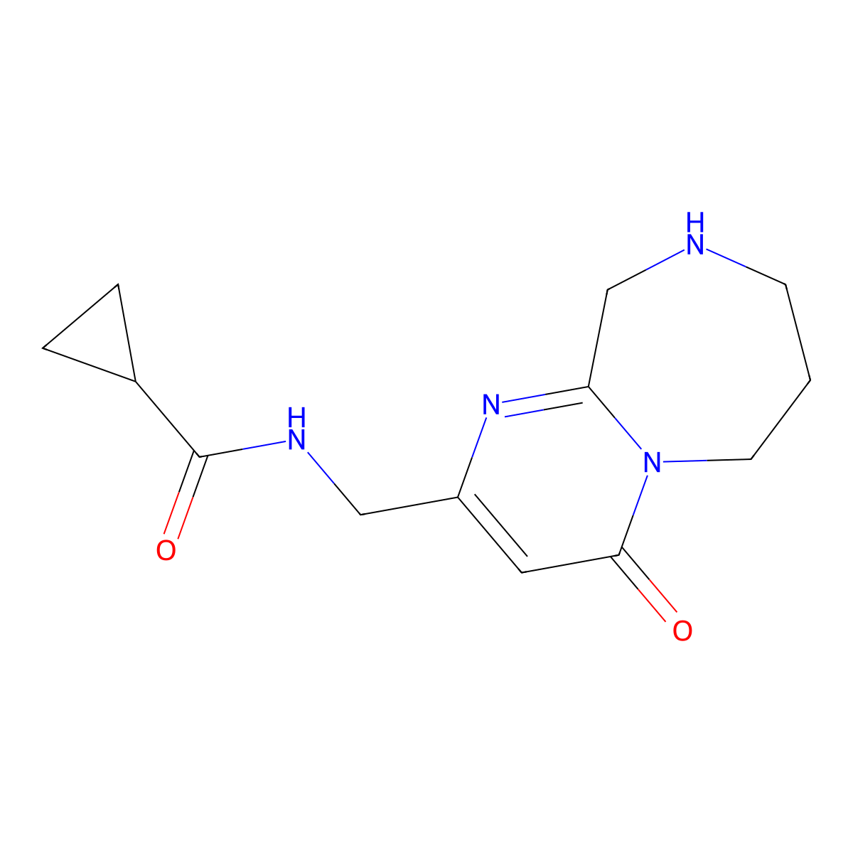N-((4-Oxo-4,6,7,8,9,10-hexahydropyrimido[1,2-a][1,4]diazepin-2-yl)methyl)cyclopropanecarboxamide molecular structure, CAS 1422059-62-8