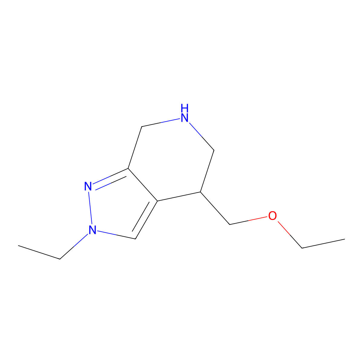 4-(Ethoxymethyl)-2-ethyl-4,5,6,7-tetrahydro-2H-pyrazolo[3,4-c]pyridine molecular structure, CAS 1422059-76-4