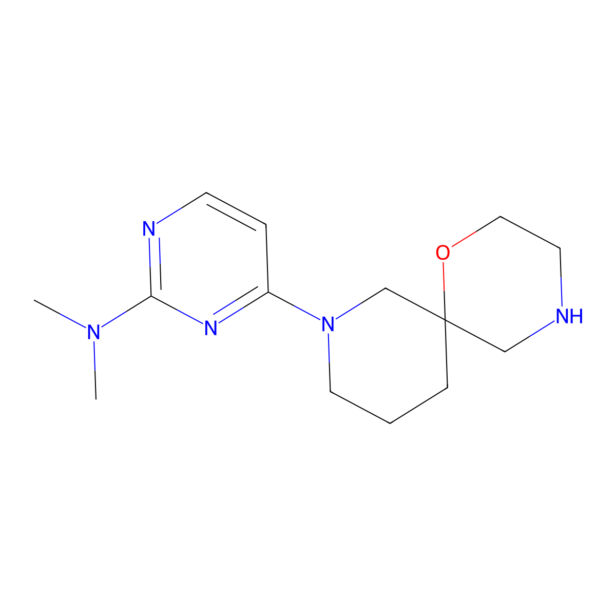 N,N-dimethyl-4-(1-oxa-4,8-diazaspiro[5.5]undecan-8-yl)pyrimidin-2-amine molecular structure, CAS 1422059-78-6