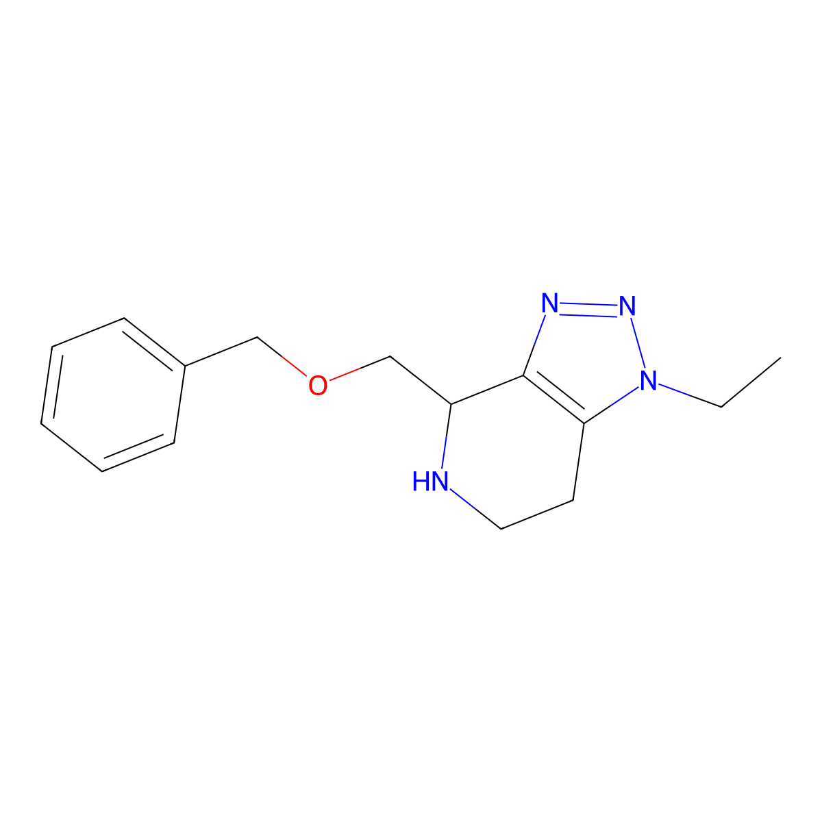 4-((Benzyloxy)methyl)-1-ethyl-4,5,6,7-tetrahydro-1H-[1,2,3]triazolo[4,5-c]pyridine molecular structure, CAS 1422059-81-1