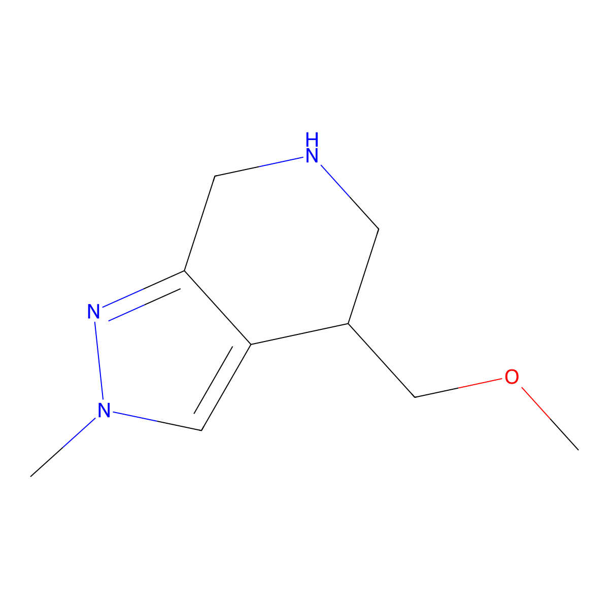 4-(Methoxymethyl)-2-methyl-4,5,6,7-tetrahydro-2H-pyrazolo[3,4-c]pyridine molecular structure, CAS 1422059-82-2