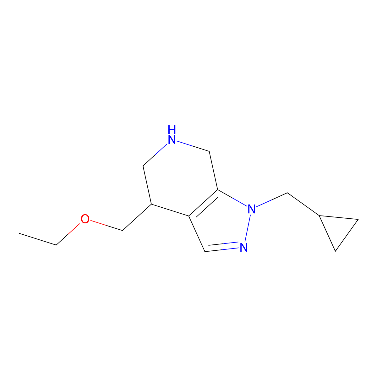 1-(Cyclopropylmethyl)-4-(ethoxymethyl)-4,5,6,7-tetrahydro-1H-pyrazolo[3,4-c]pyridine molecular structure, CAS 1422059-83-3