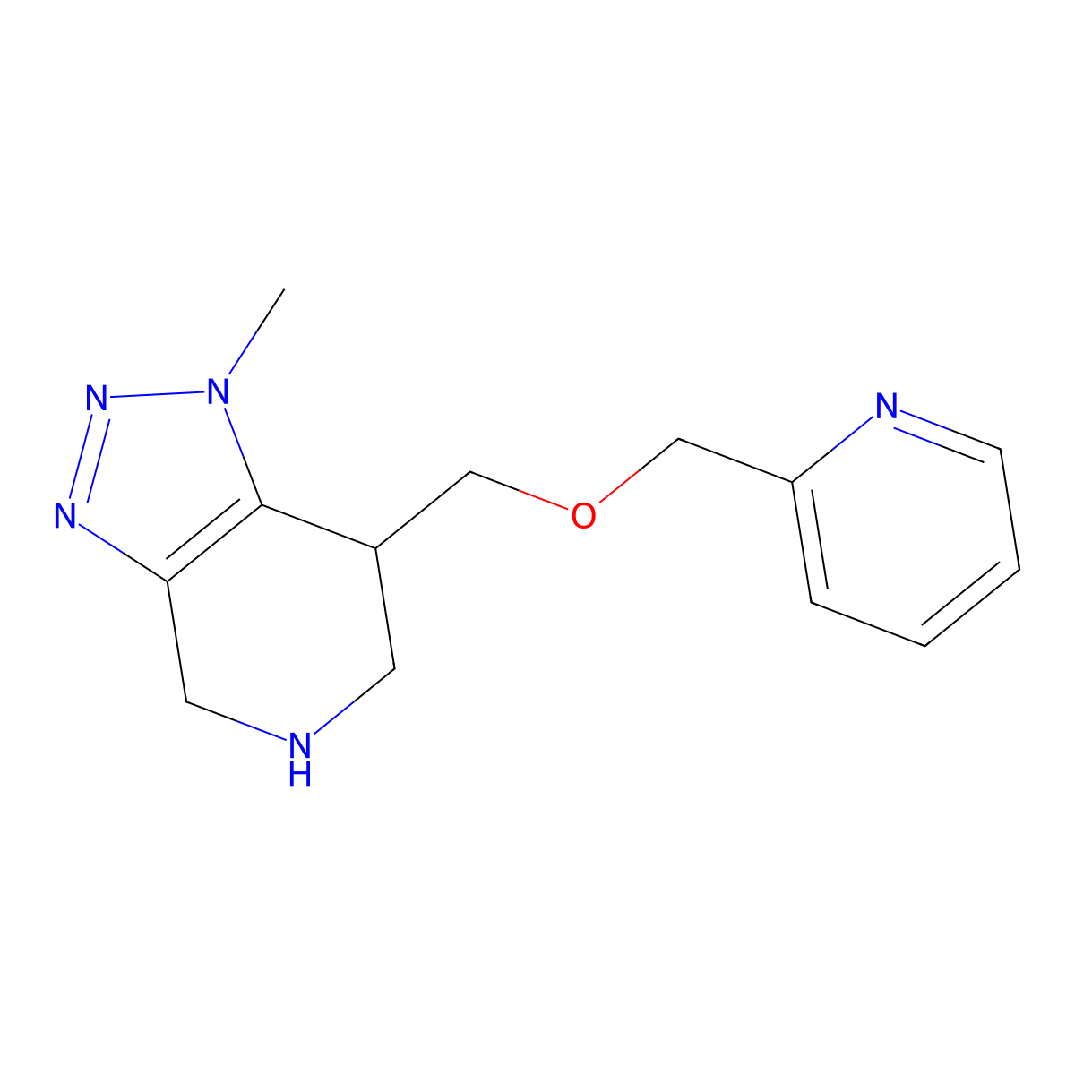 1-Methyl-7-((pyridin-2-ylmethoxy)methyl)-4,5,6,7-tetrahydro-1H-[1,2,3]triazolo[4,5-c]pyridine molecular structure, CAS 1422059-88-8