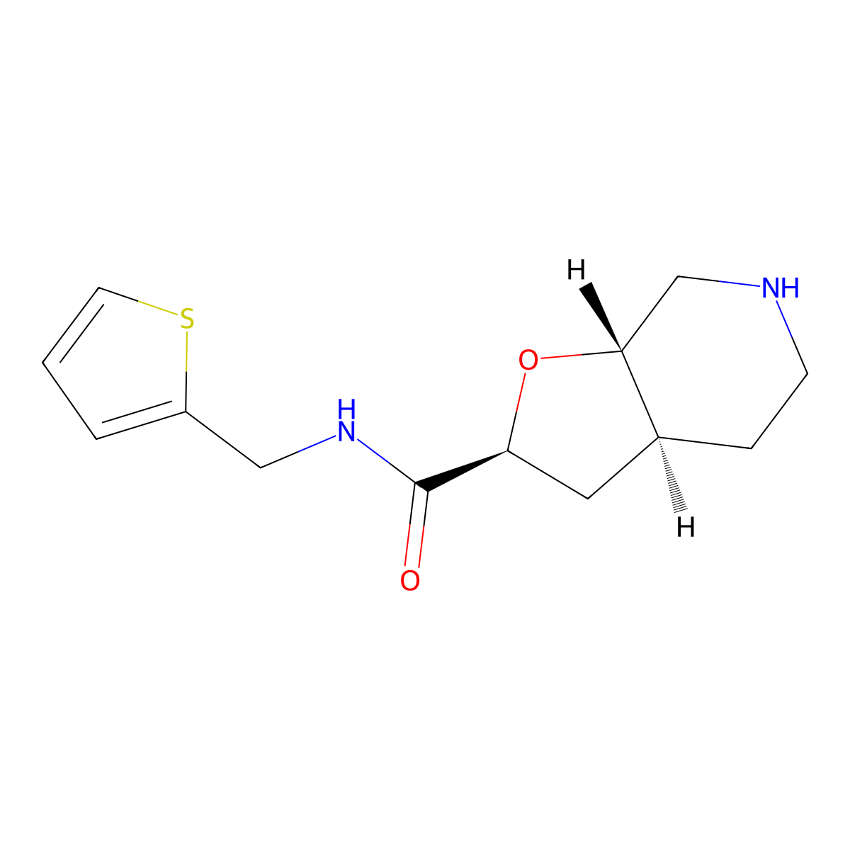 Rel-(2S,3As,7As)-N-(Thiophen-2-Ylmethyl)Octahydrofuro[2,3-C]Pyridine-2-Carboxamide molecular structure, CAS 1422060-02-3