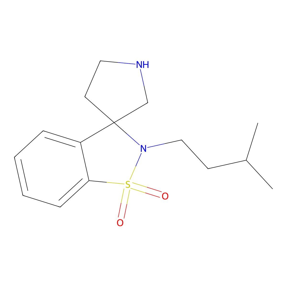 2-Isopentyl-2H-spiro[benzo[d]isothiazole-3,3'-pyrrolidine] 1,1-dioxide molecular structure, CAS 1422060-10-3