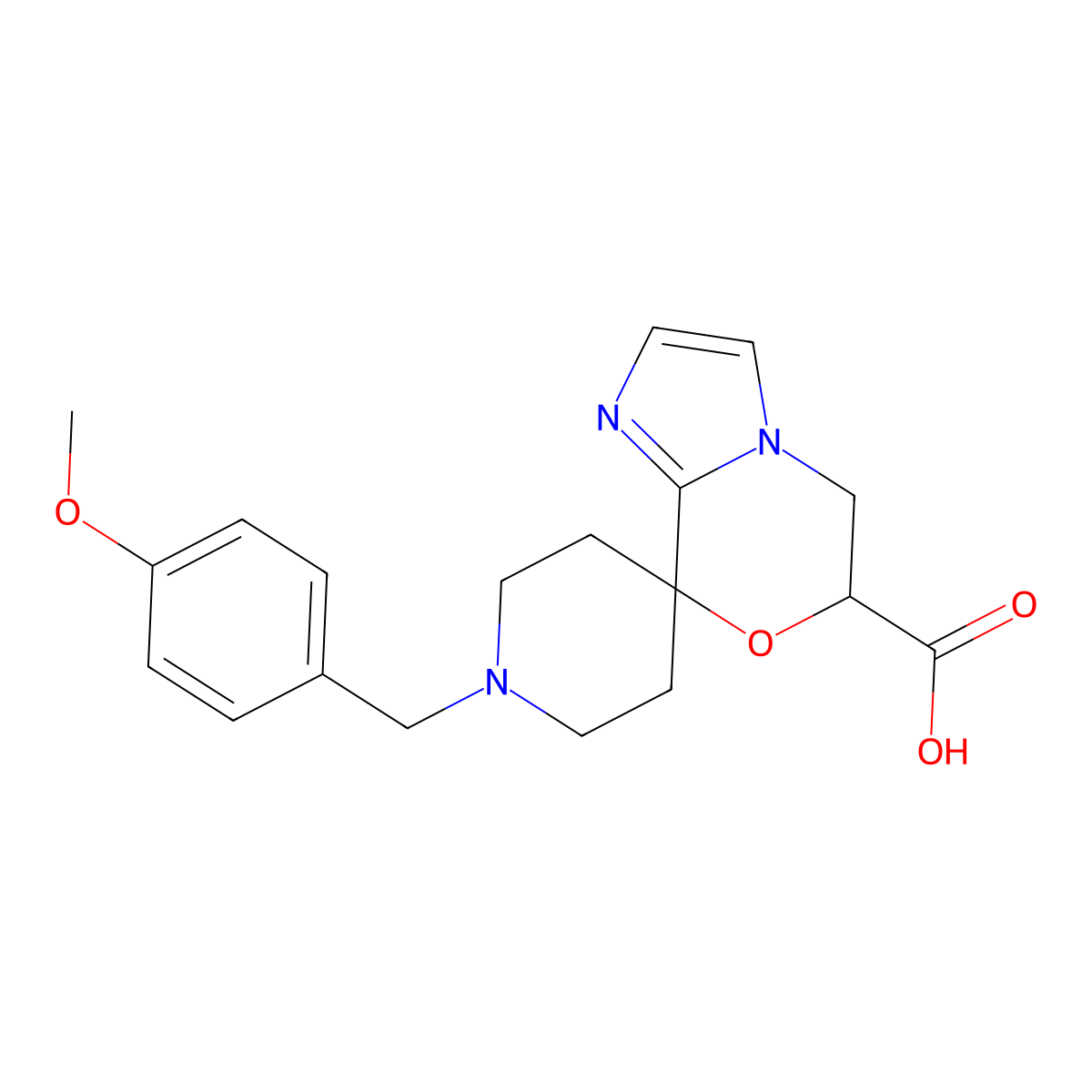 1'-(4-Methoxybenzyl)-5,6-dihydrospiro[imidazo[2,1-c][1,4]oxazine-8,4'-piperidine]-6-carboxylic acid molecular structure, CAS 1422060-20-5