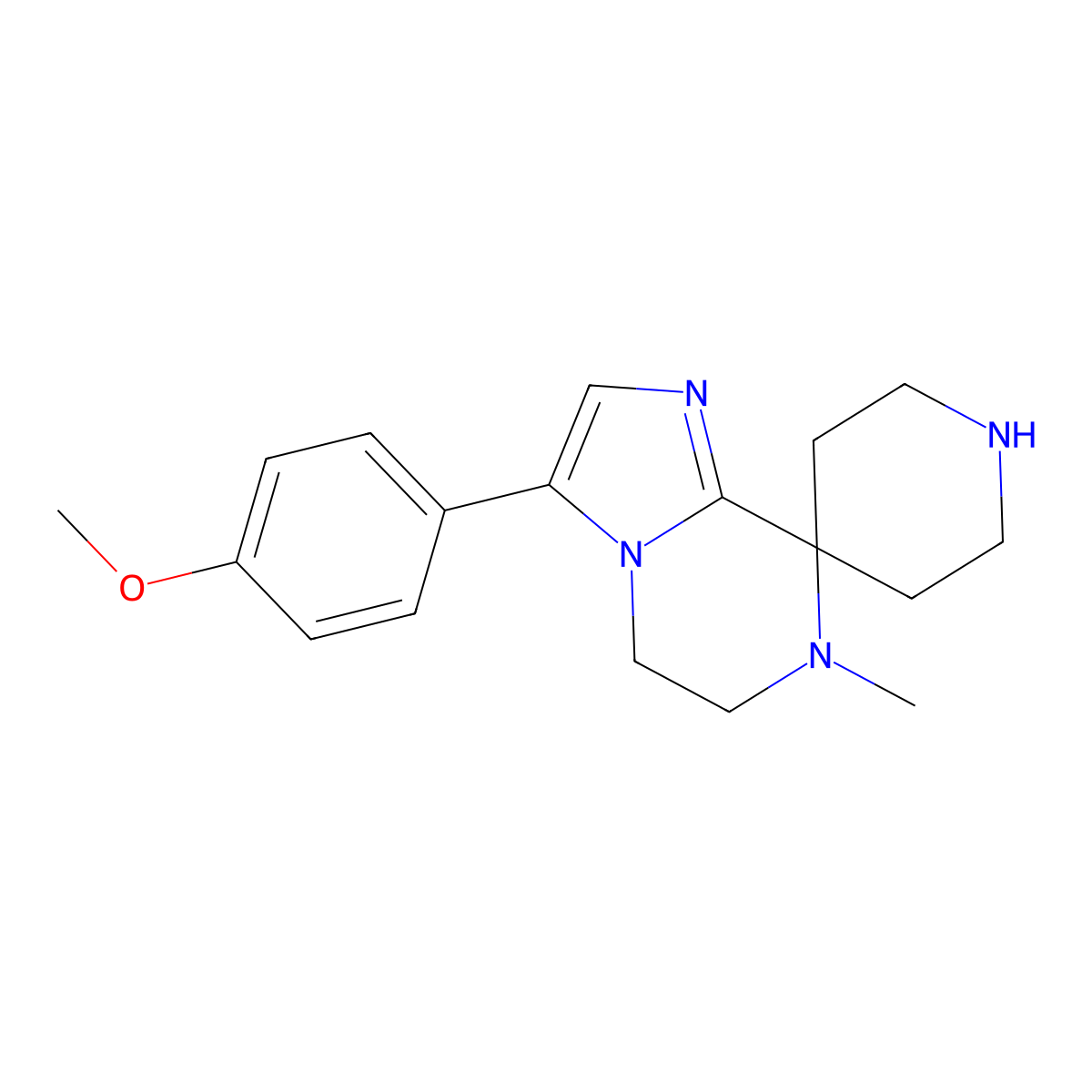 3-(4-Methoxyphenyl)-7-methyl-6,7-dihydro-5H-spiro[imidazo[1,2-a]pyrazine-8,4'-piperidine] molecular structure, CAS 1422060-28-3