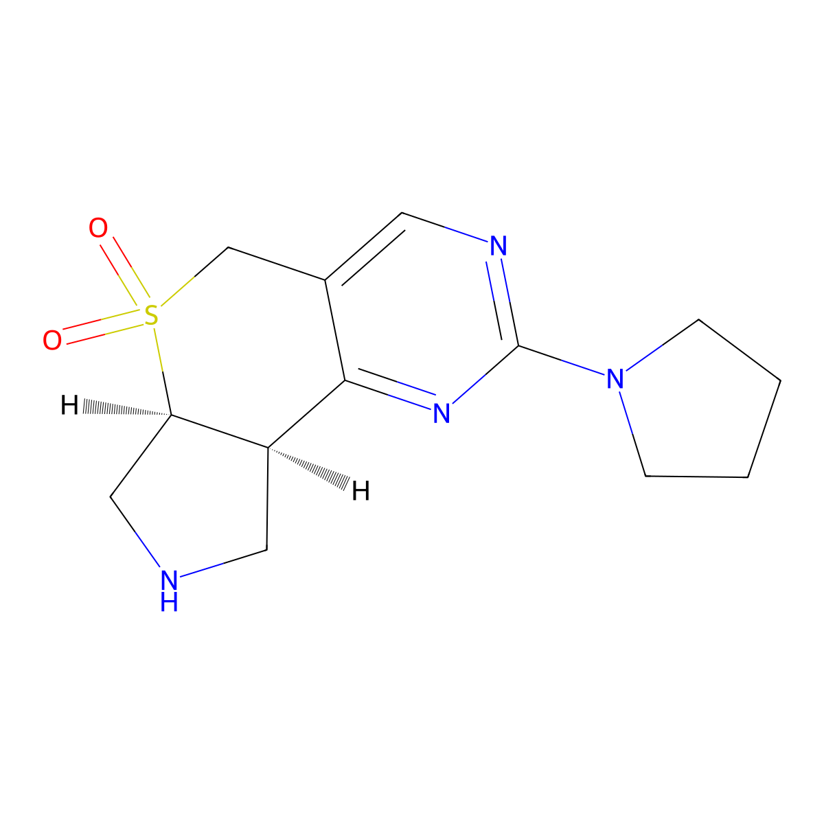 (6aS,9aR)-2-(pyrrolidin-1-yl)-5,6a,7,8,9,9a-hexahydropyrrolo[3',4':5,6]thiopyrano[4,3-d]pyrimidine 6,6-dioxide molecular structure, CAS 1422060-30-7