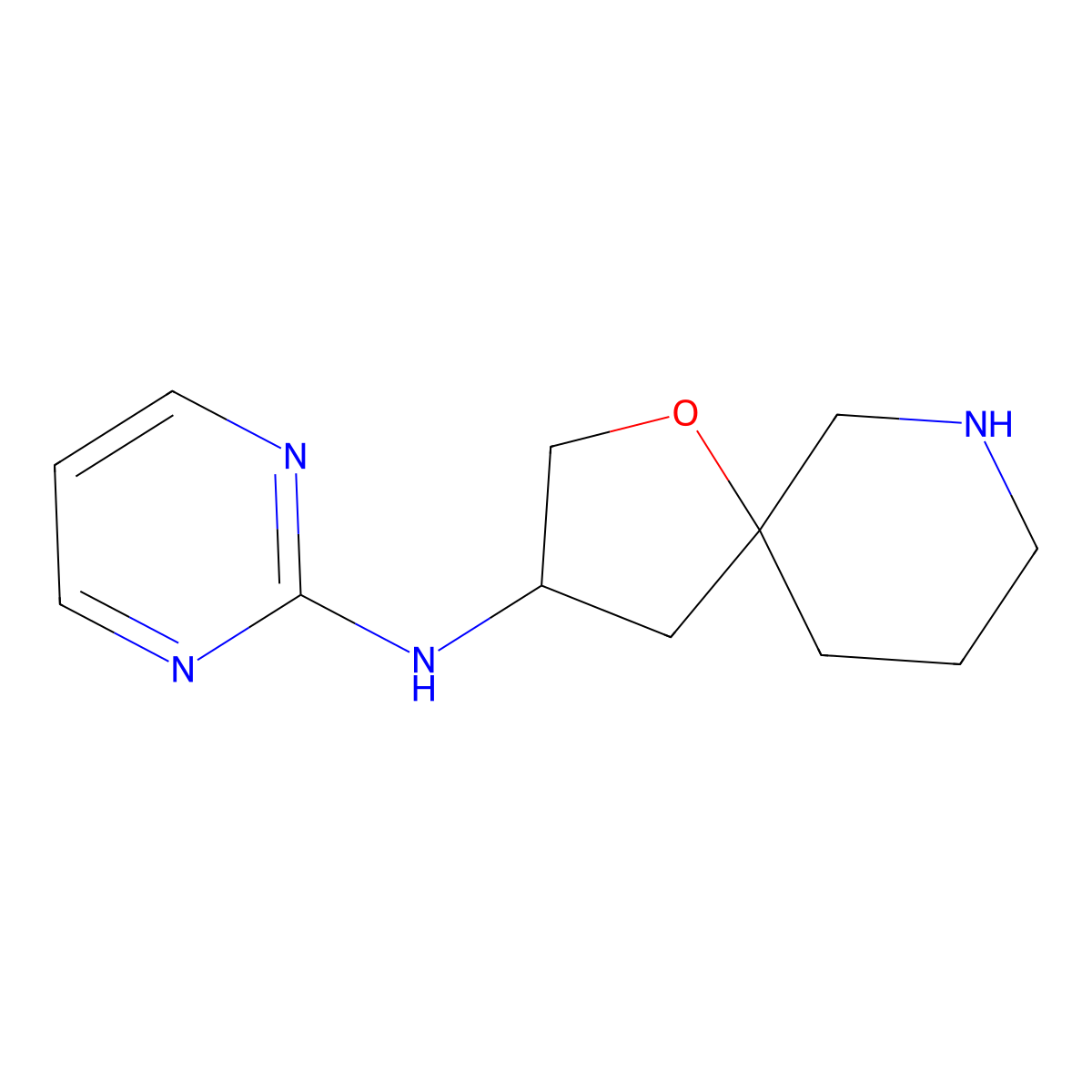 N-(Pyrimidin-2-yl)-1-oxa-7-azaspiro[4.5]decan-3-amine molecular structure, CAS 1422060-34-1