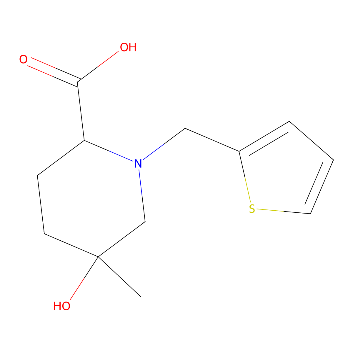 (2S,5S)-5-hydroxy-5-methyl-1-(thiophen-2-ylmethyl)piperidine-2-carboxylic acid molecular structure, CAS 1422060-45-4