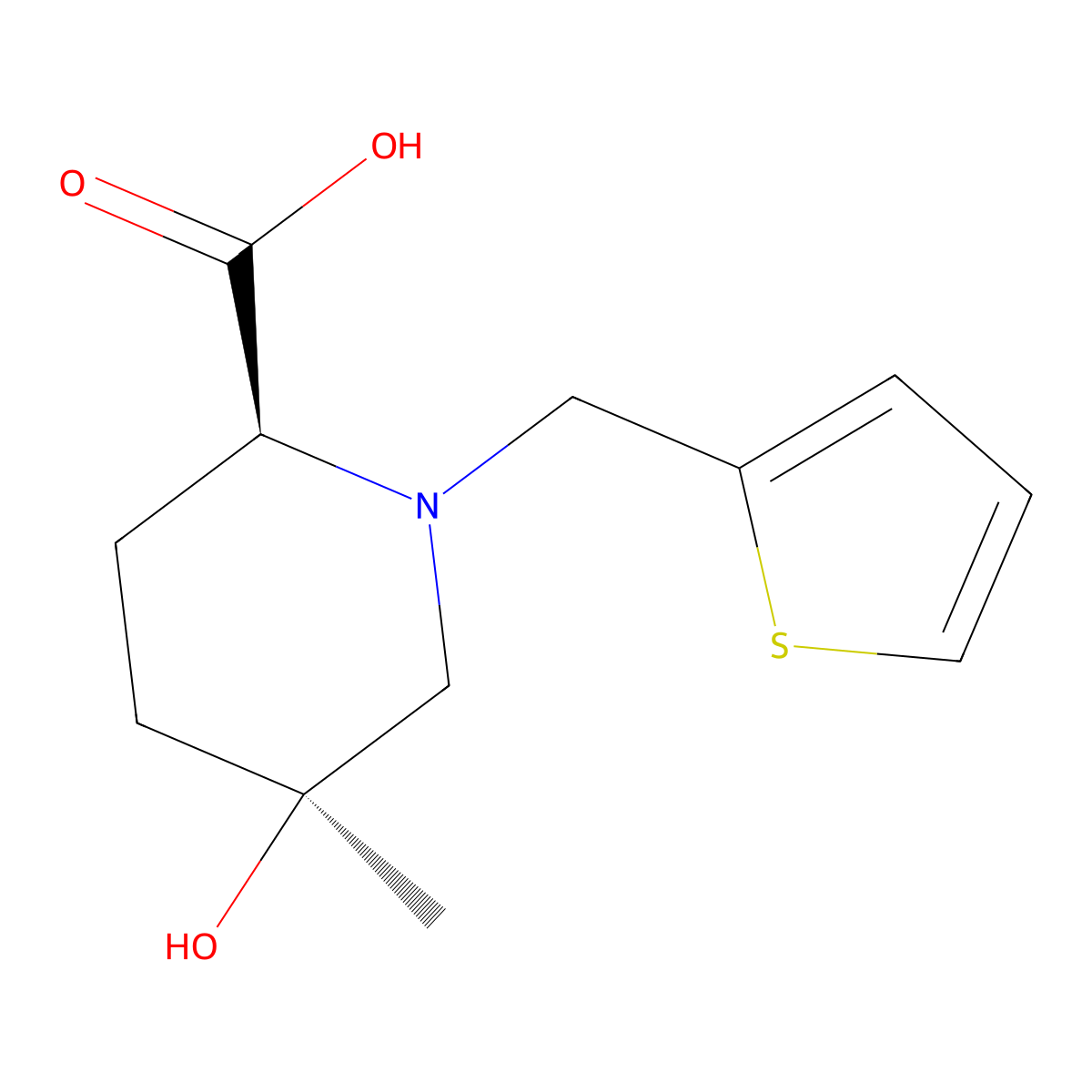 (2S,5S)-5-hydroxy-5-methyl-1-(thiophen-2-ylmethyl)piperidine-2-carboxylic acid molecular structure, CAS 1422060-45-4