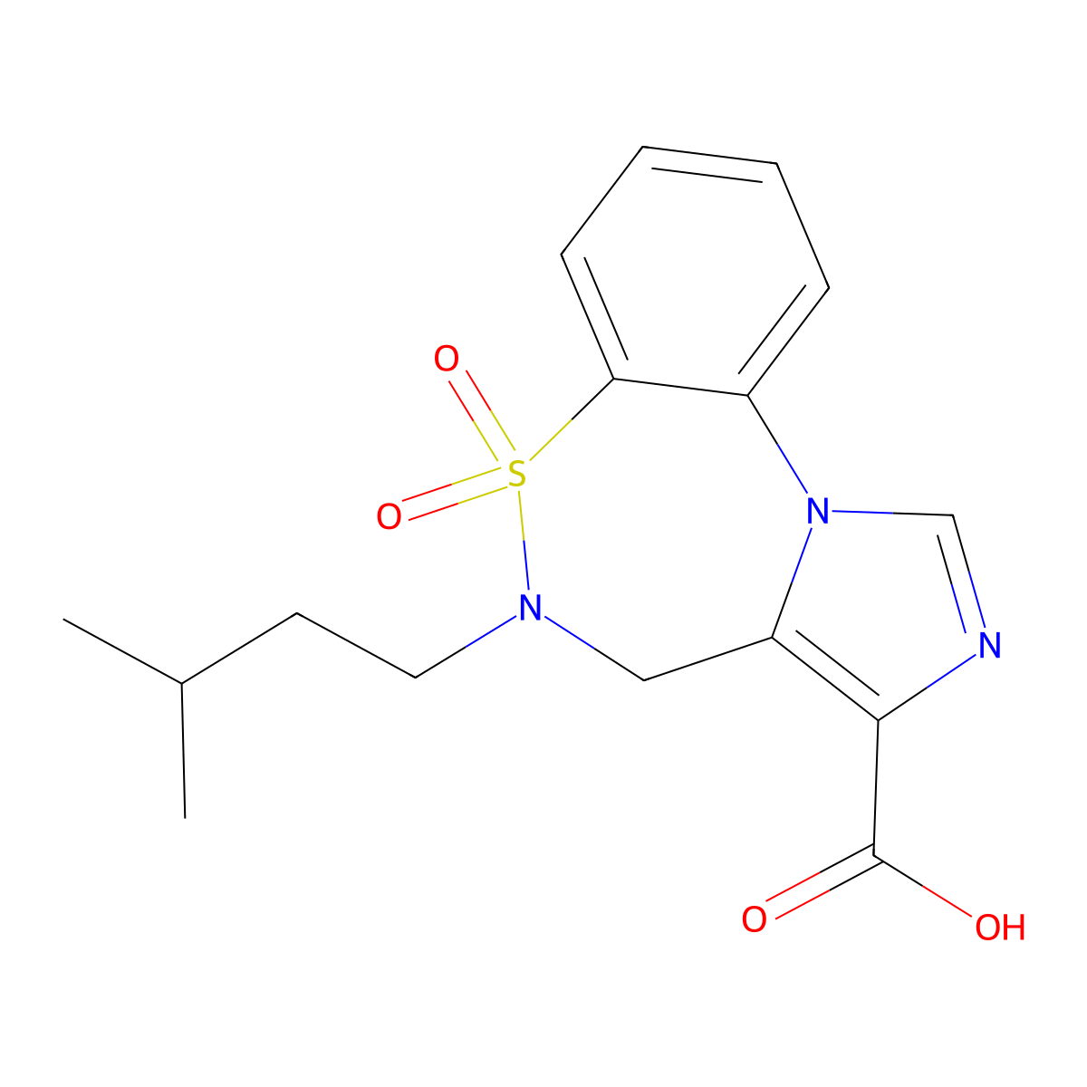 5-Isopentyl-4,5-Dihydrobenzo[F]Imidazo[5,1-D][1,2,5]Thiadiazepine-3-Carboxylic Acid 6,6-Dioxide molecular structure, CAS 1422060-53-4