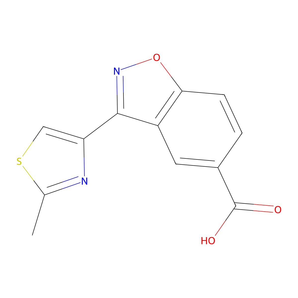3-(2-Methylthiazol-4-yl)benzo[d]isoxazole-5-carboxylic acid molecular structure, CAS 1422060-65-8
