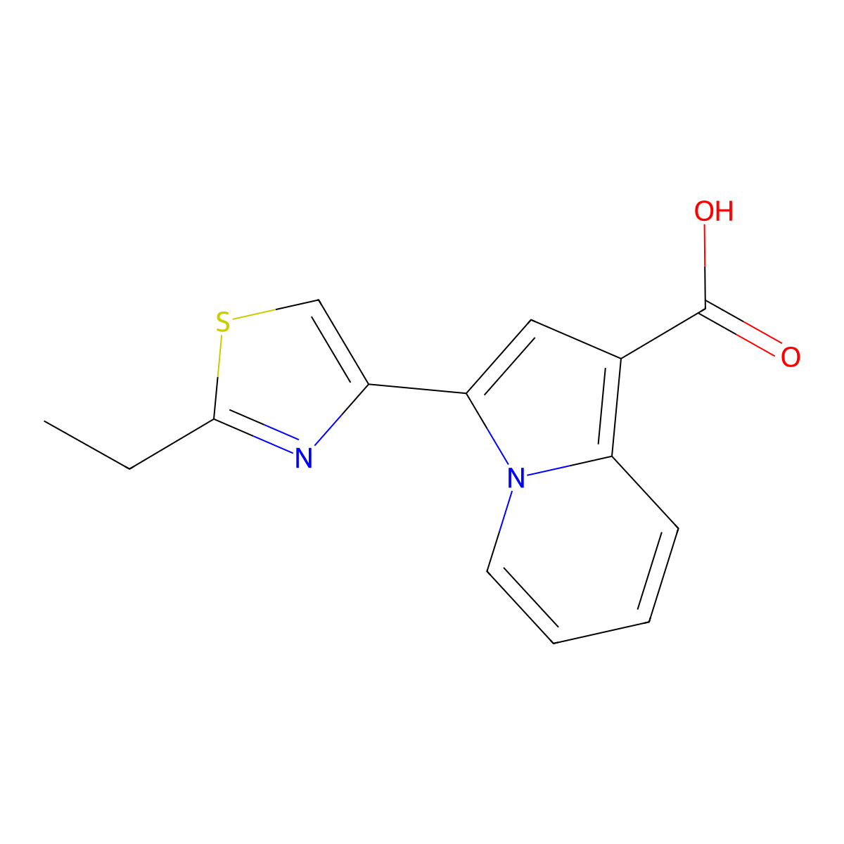 3-(2-Ethylthiazol-4-yl)indolizine-1-carboxylic acid molecular structure, CAS 1422060-73-8