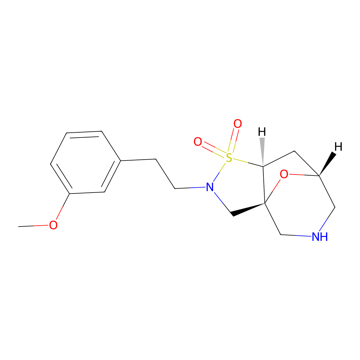 rel-(3aS,7R,8aS)-2-(3-methoxyphenethyl)octahydro-3a,7-epoxyisothiazolo[4,5-c]azepine 1,1-dioxide molecular structure, CAS 1422060-78-3