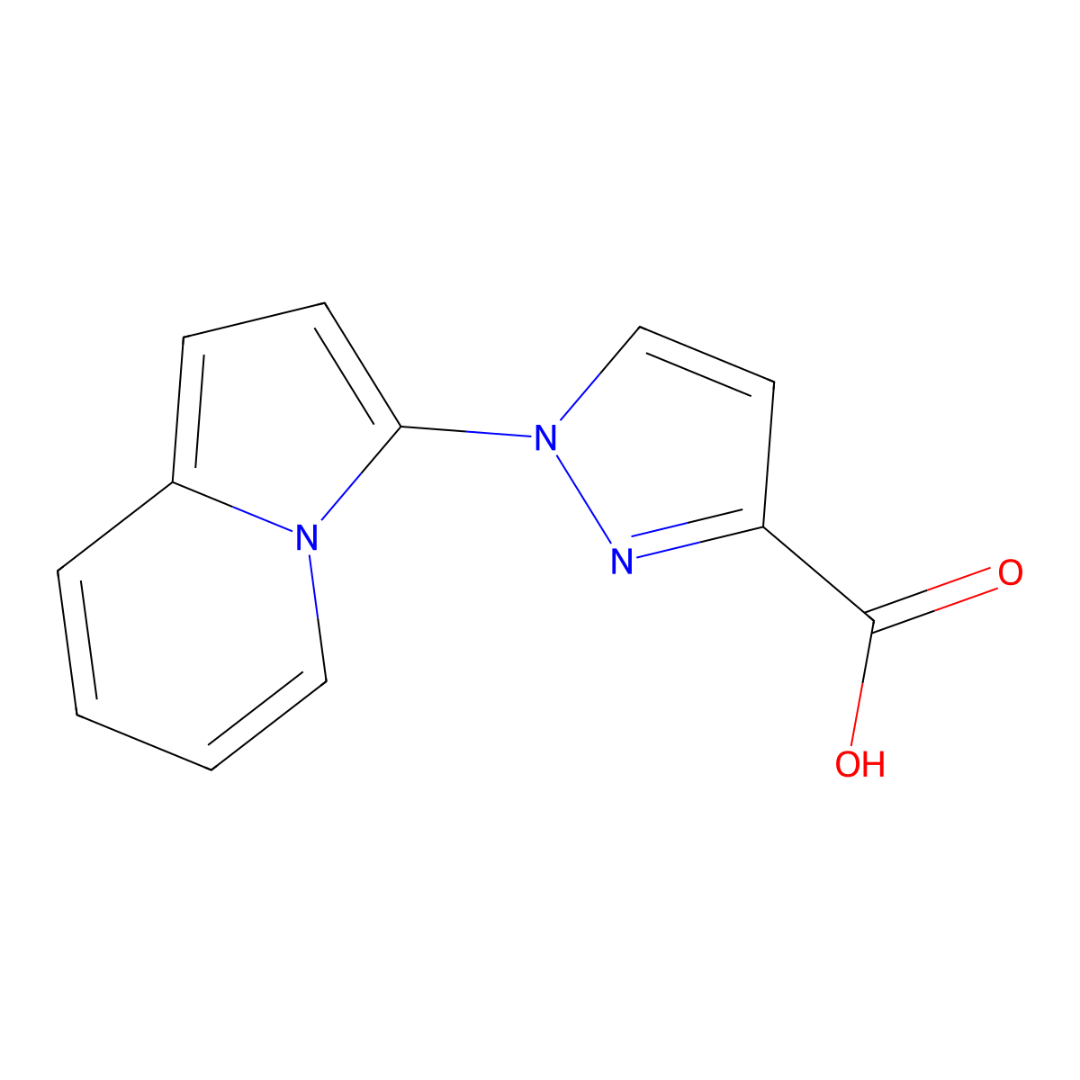 1-(Indolizin-3-yl)-1H-pyrazole-3-carboxylic acid molecular structure, CAS 1422060-79-4
