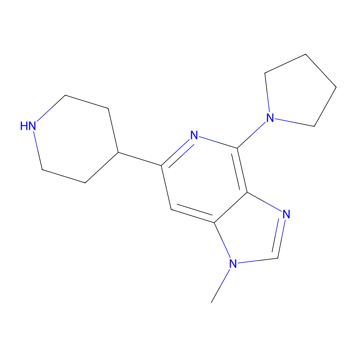 1-Methyl-6-(piperidin-4-yl)-4-(pyrrolidin-1-yl)-1H-imidazo[4,5-c]pyridine molecular structure, CAS 1422060-84-1