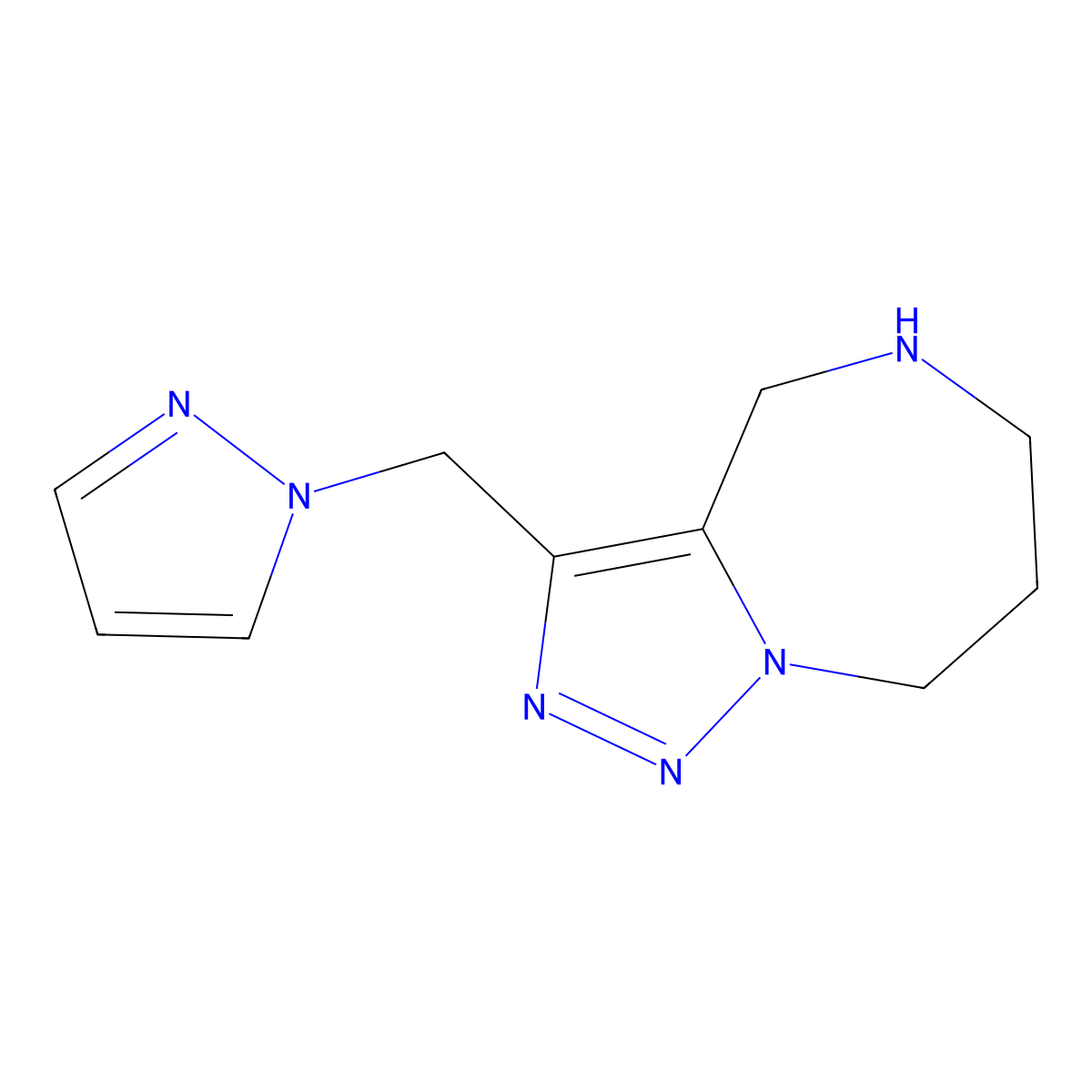 3-((1H-pyrazol-1-yl)methyl)-5,6,7,8-tetrahydro-4H-[1,2,3]triazolo[1,5-a][1,4]diazepine molecular structure, CAS 1422060-90-9