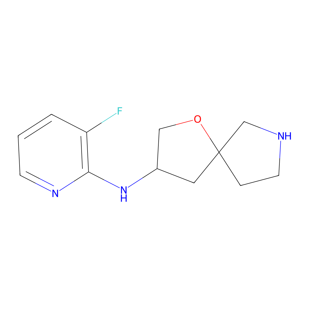 N-(3-Fluoropyridin-2-yl)-1-oxa-7-azaspiro[4.4]nonan-3-amine molecular structure, CAS 1422060-92-1
