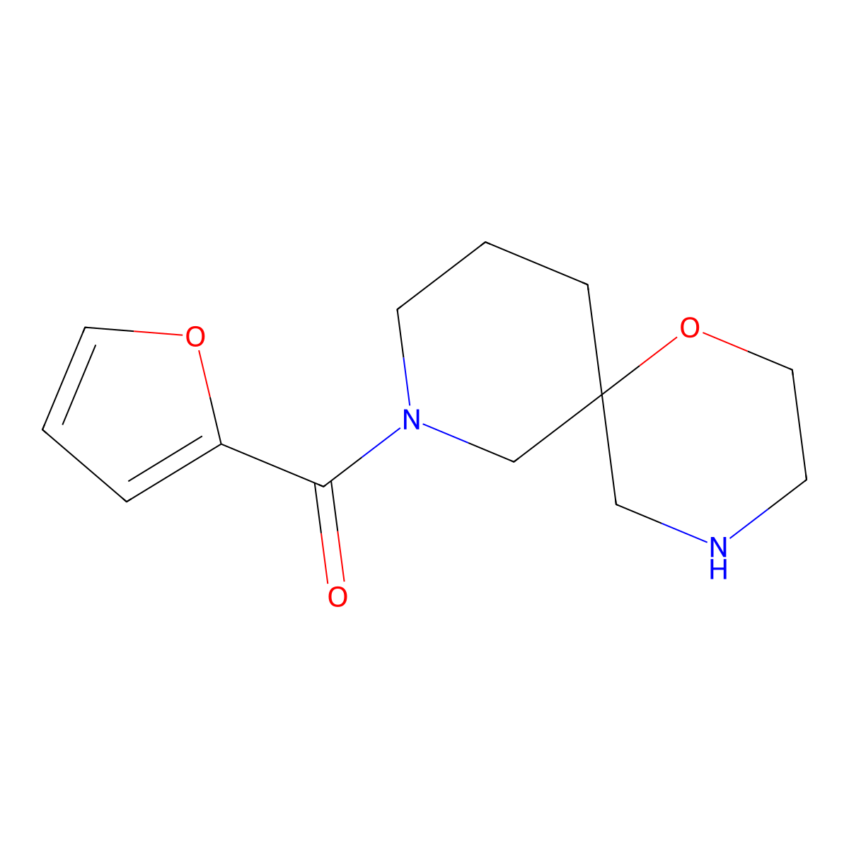Furan-2-yl(1-oxa-4,8-diazaspiro[5.5]undecan-8-yl)methanone molecular structure, CAS 1422060-96-5