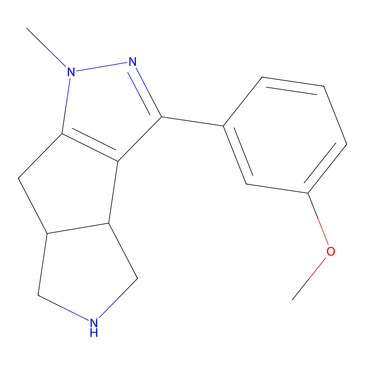Rel-(3Bs,6As)-3-(3-Methoxyphenyl)-1-Methyl-3B,4,5,6,6A,7-Hexahydro-1H-Pyrrolo[3',4':3,4]Cyclopenta[1,2-C]Pyrazole molecular structure, CAS 1422061-02-6
