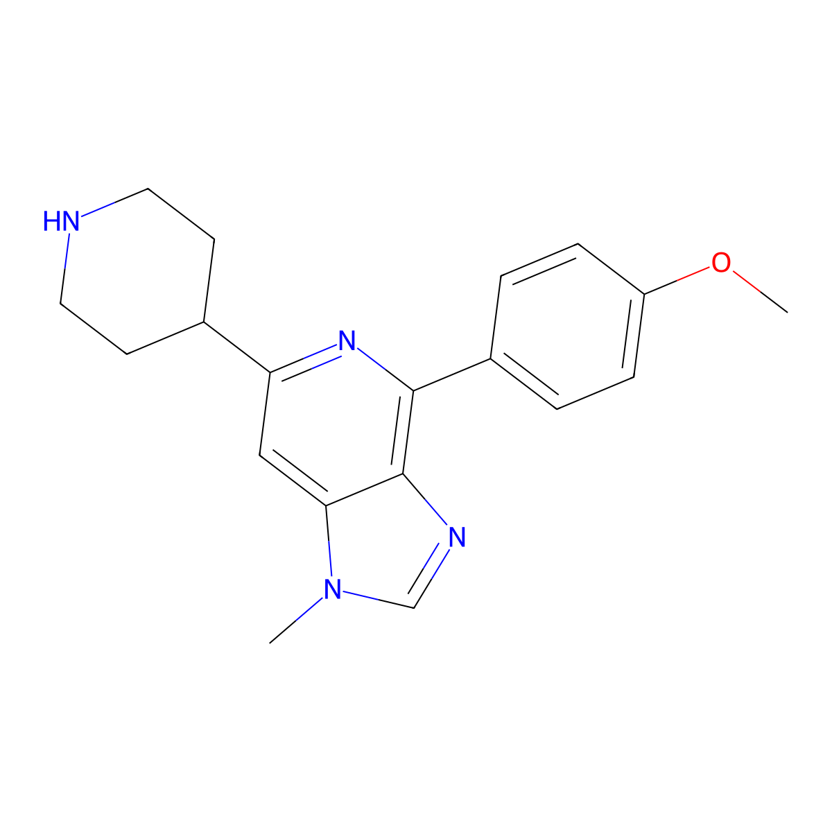 4-(4-Methoxyphenyl)-1-methyl-6-(piperidin-4-yl)-1H-imidazo[4,5-c]pyridine molecular structure, CAS 1422061-29-7