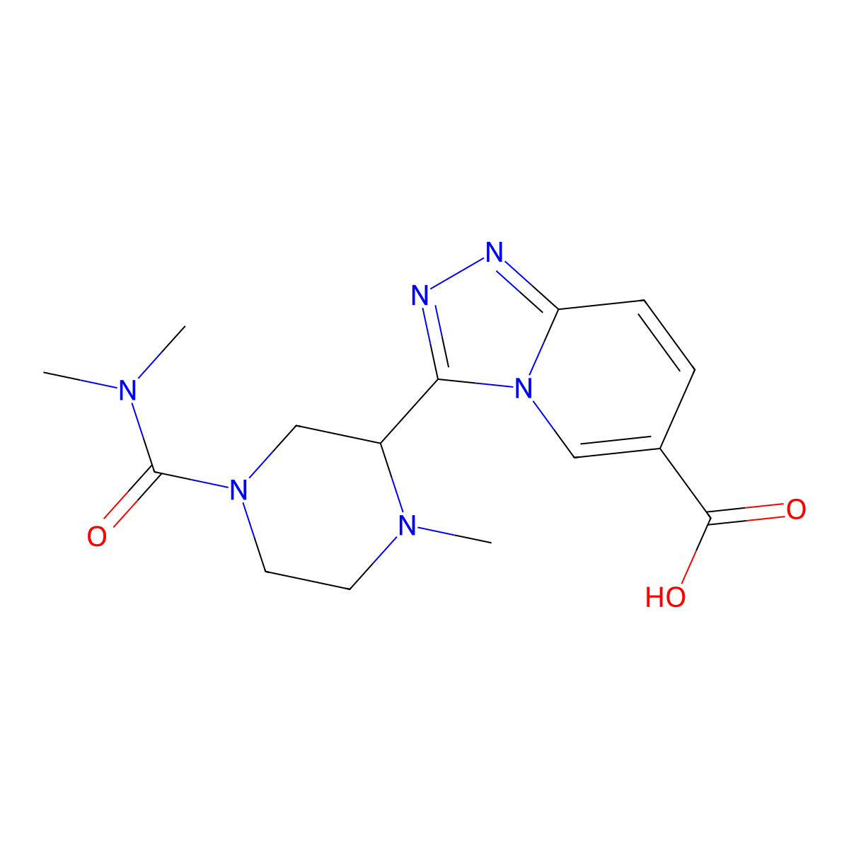 3-(4-(Dimethylcarbamoyl)-1-methylpiperazin-2-yl)-[1,2,4]triazolo[4,3-a]pyridine-6-carboxylic acid molecular structure, CAS 1422061-56-0