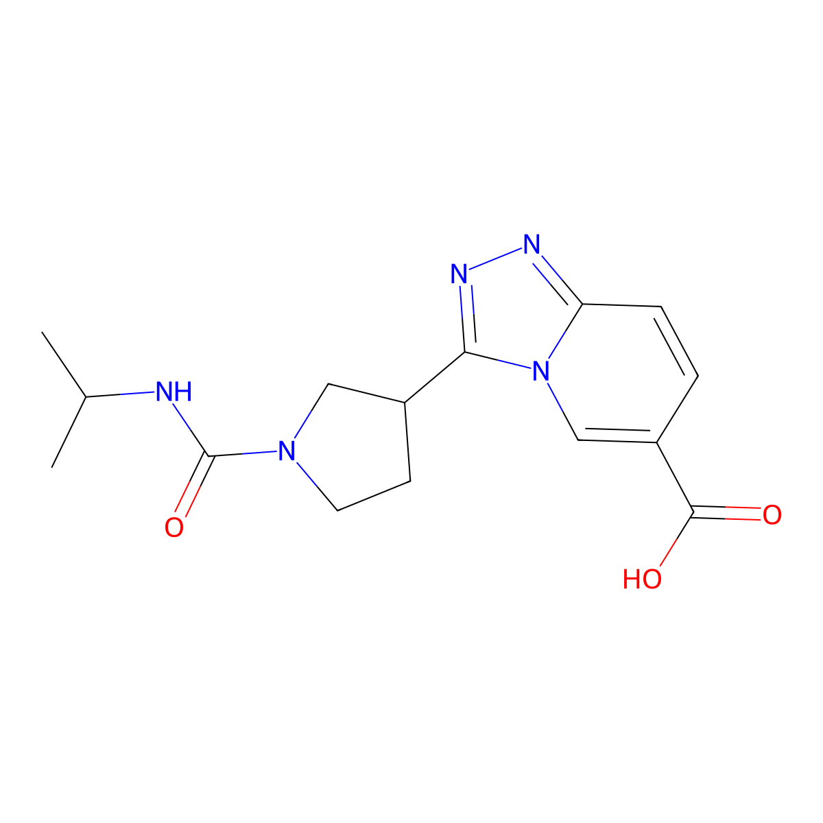 3-(1-(Isopropylcarbamoyl)pyrrolidin-3-yl)-[1,2,4]triazolo[4,3-a]pyridine-6-carboxylic acid molecular structure, CAS 1422061-92-4