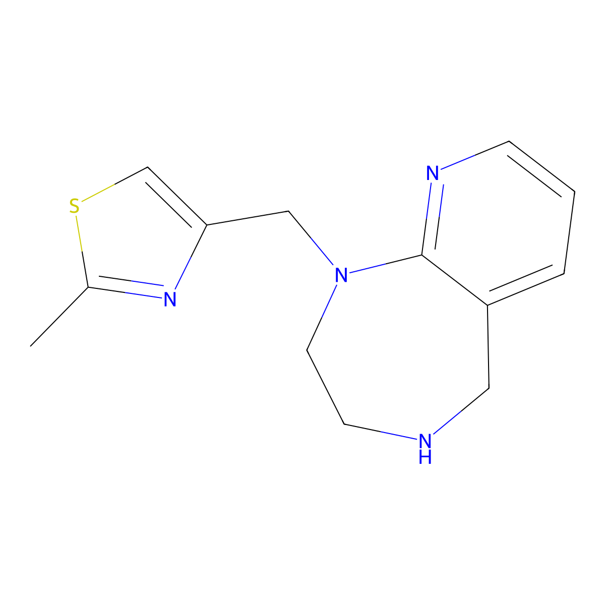 2-Methyl-4-((2,3,4,5-tetrahydro-1H-pyrido[2,3-e][1,4]diazepin-1-yl)methyl)thiazole molecular structure, CAS 1422062-04-1