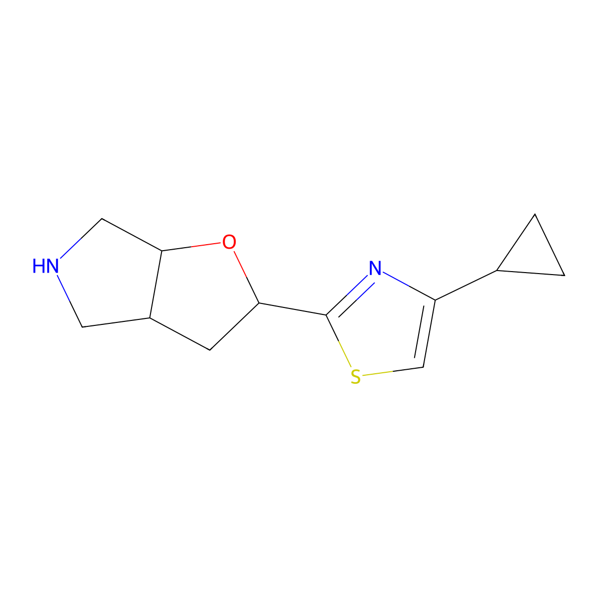 Rel-(2R,3As,6As)-2-(4-Cyclopropylthiazol-2-Yl)Hexahydro-2H-Furo[3,2-C]Pyrrole molecular structure, CAS 1422062-26-7
