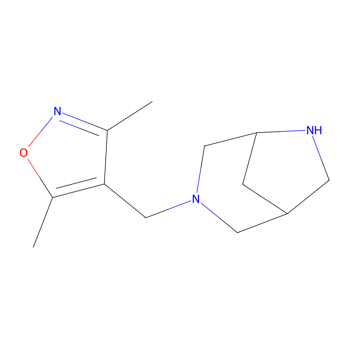 4-(3,6-Diazabicyclo[3.2.1]octan-3-ylmethyl)-3,5-dimethylisoxazole molecular structure, CAS 1422062-37-0