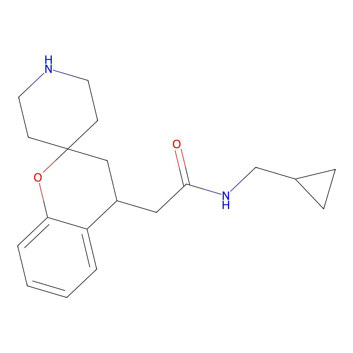 N-(Cyclopropylmethyl)-2-(spiro[chroman-2,4'-piperidin]-4-yl)acetamide molecular structure, CAS 1422062-49-4