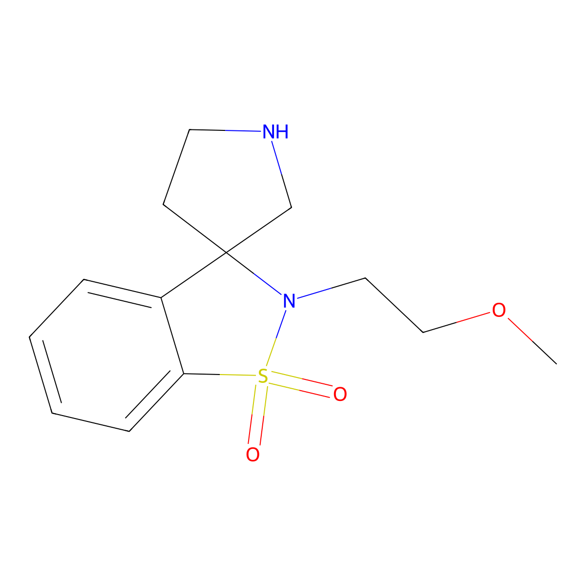 2-(2-Methoxyethyl)-2H-spiro[benzo[d]isothiazole-3,3'-pyrrolidine] 1,1-dioxide molecular structure, CAS 1422062-74-5
