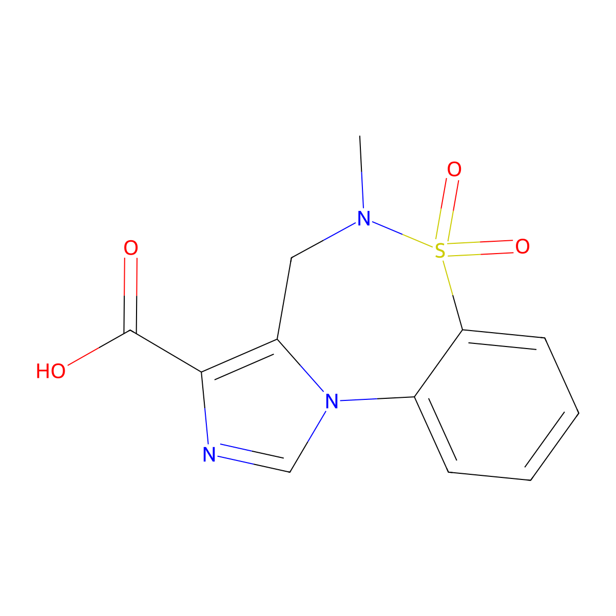 5-Methyl-4,5-Dihydrobenzo[F]Imidazo[5,1-D][1,2,5]Thiadiazepine-3-Carboxylic Acid 6,6-Dioxide molecular structure, CAS 1422062-82-5