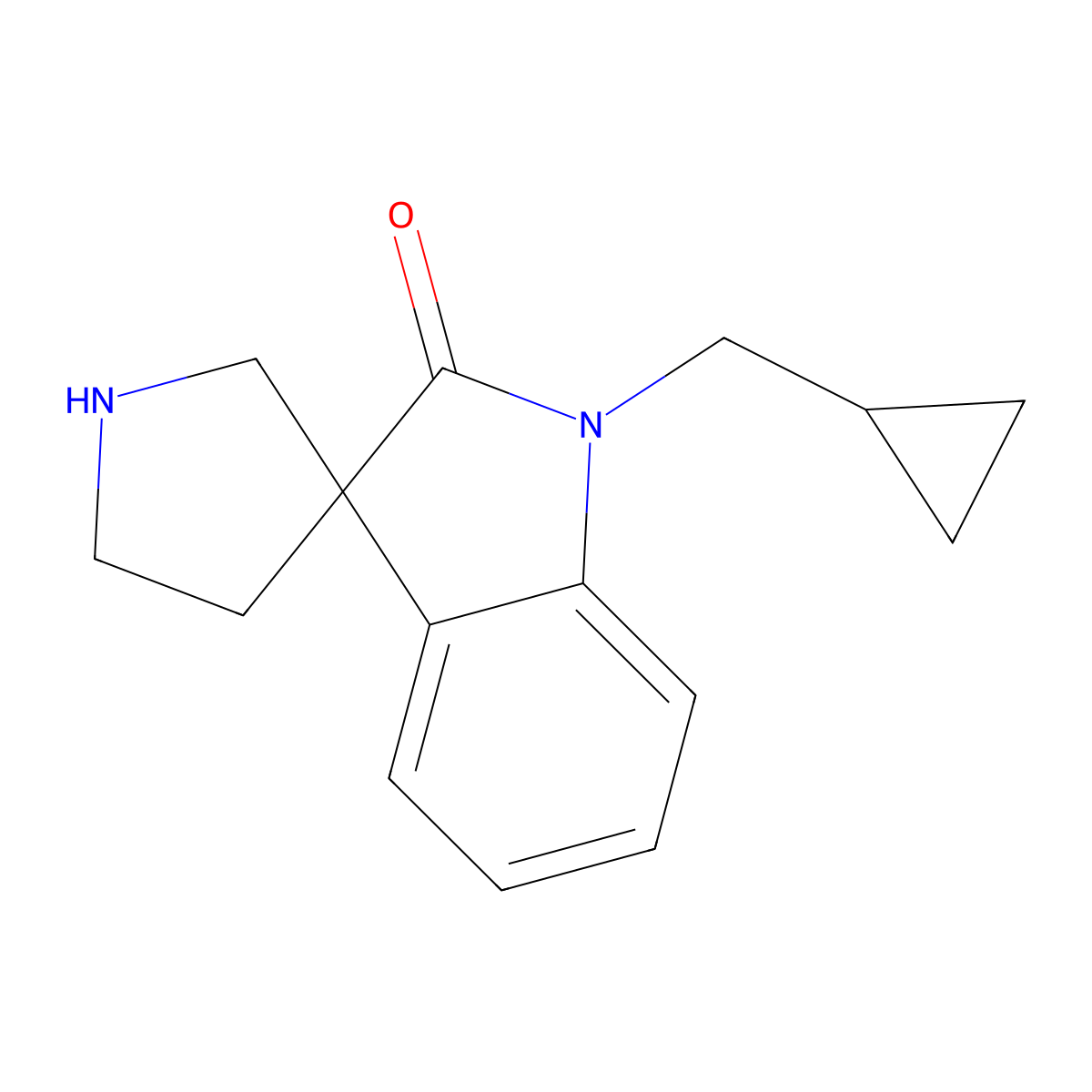 1-(Cyclopropylmethyl)spiro[indoline-3,3'-pyrrolidin]-2-one molecular structure, CAS 1422062-85-8