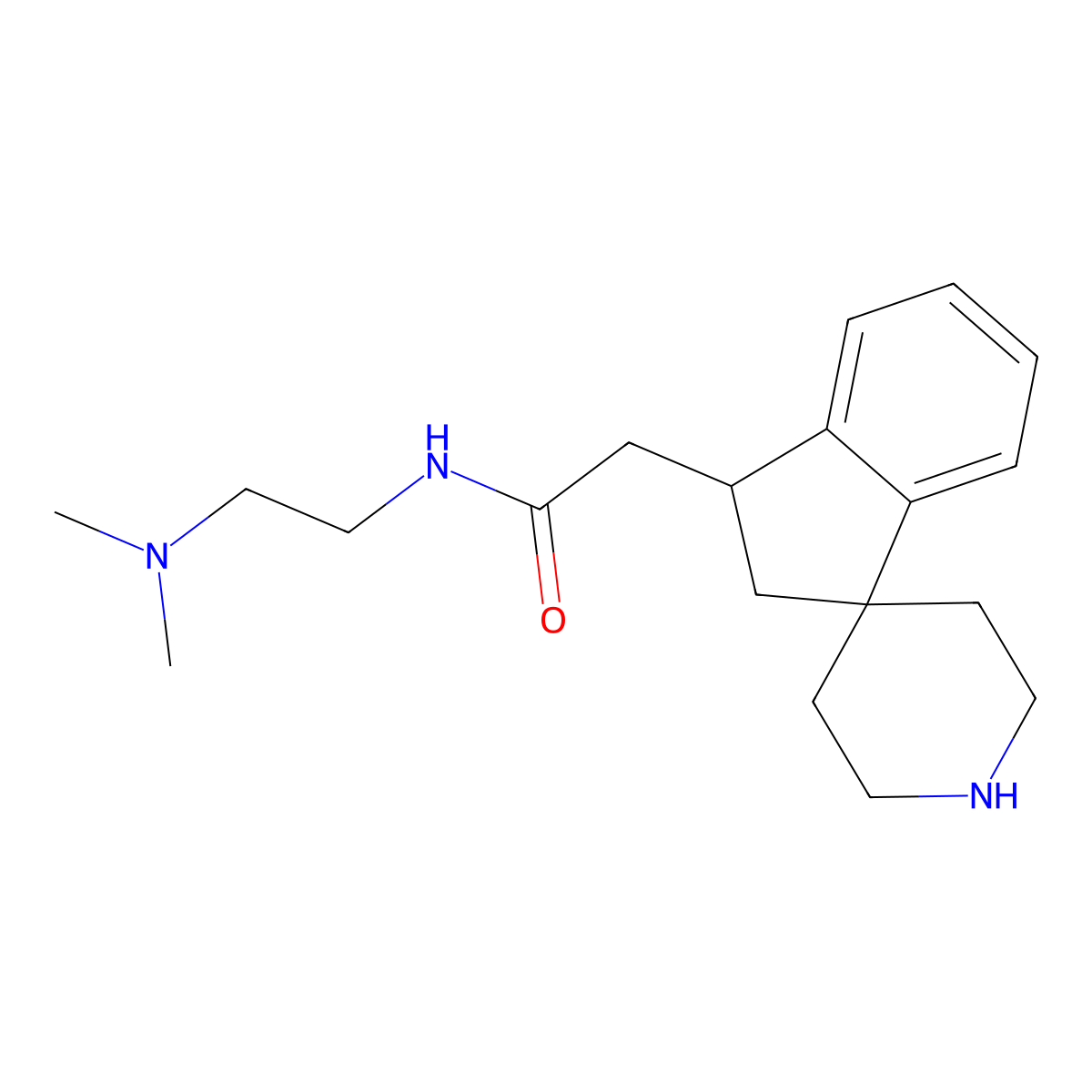 2-(2,3-dihydrospiro[indene-1,4'-piperidin]-3-yl)-N-(2-(dimethylamino)ethyl)acetamide molecular structure, CAS 1422062-90-5