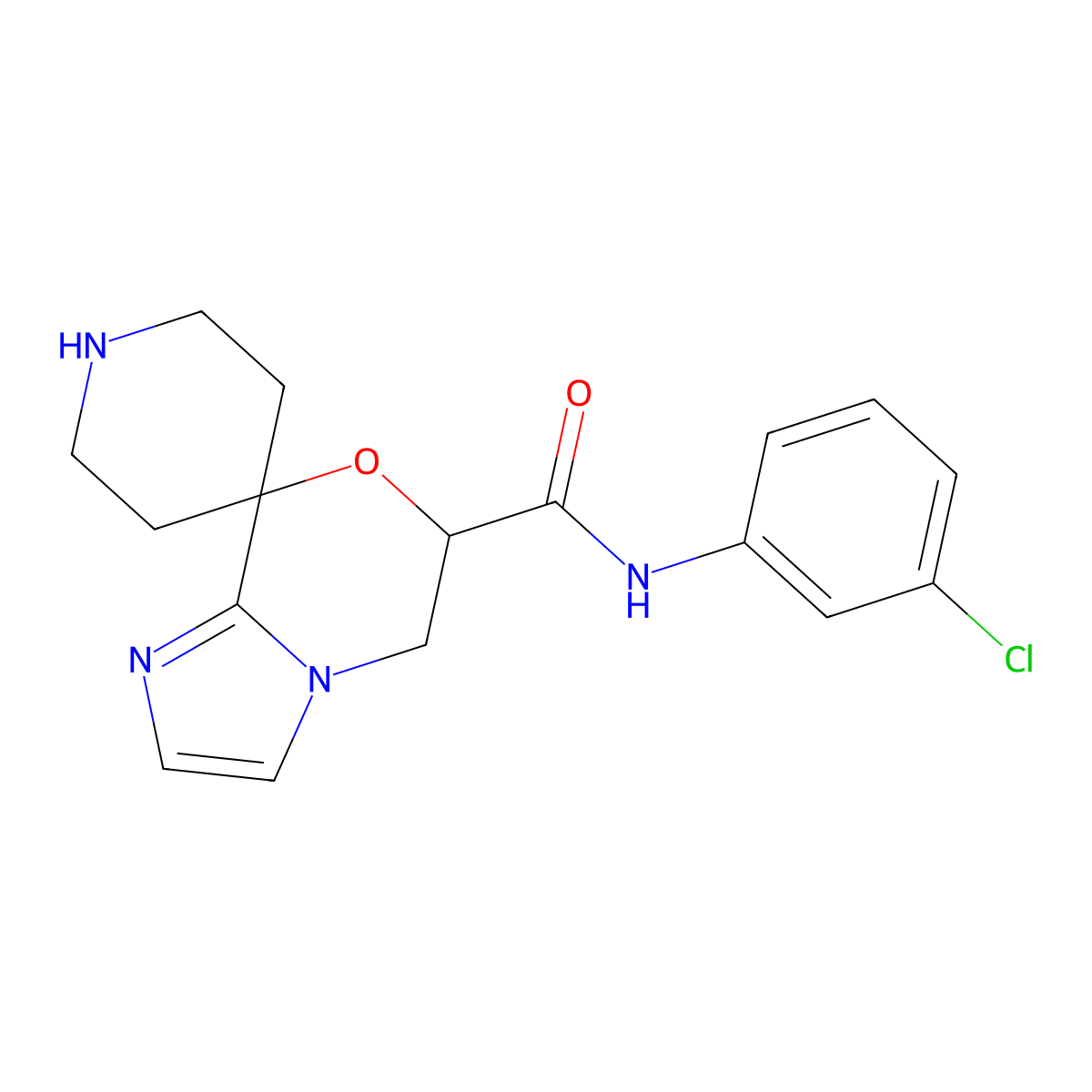 N-(3-chlorophenyl)-5,6-dihydrospiro[imidazo[2,1-c][1,4]oxazine-8,4'-piperidine]-6-carboxamide molecular structure, CAS 1422062-94-9