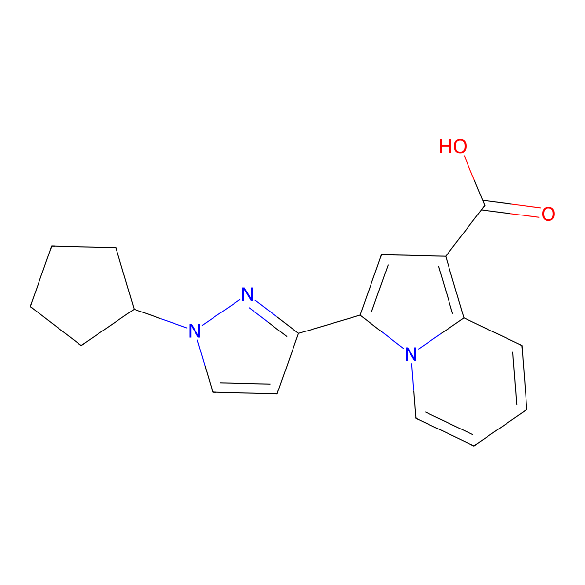 3-(1-Cyclopentyl-1H-pyrazol-3-yl)indolizine-1-carboxylic acid molecular structure, CAS 1422063-07-7