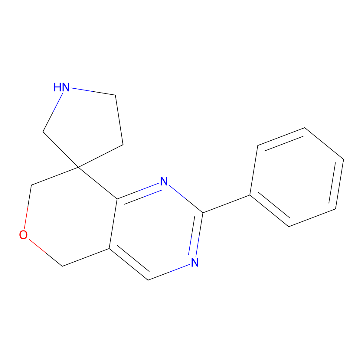 2-Phenyl-5,7-dihydrospiro[pyrano[4,3-d]pyrimidine-8,3'-pyrrolidine] molecular structure, CAS 1422063-10-2