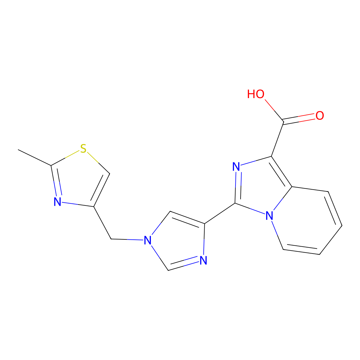 3-(1-((2-Methylthiazol-4-yl)methyl)-1H-imidazol-4-yl)imidazo[1,5-a]pyridine-1-carboxylic acid molecular structure, CAS 1422063-21-5