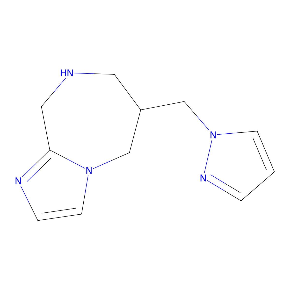6-((1H-Pyrazol-1-Yl)Methyl)-6,7,8,9-Tetrahydro-5H-Imidazo[1,2-A][1,4]Diazepine molecular structure, CAS 1422063-34-0