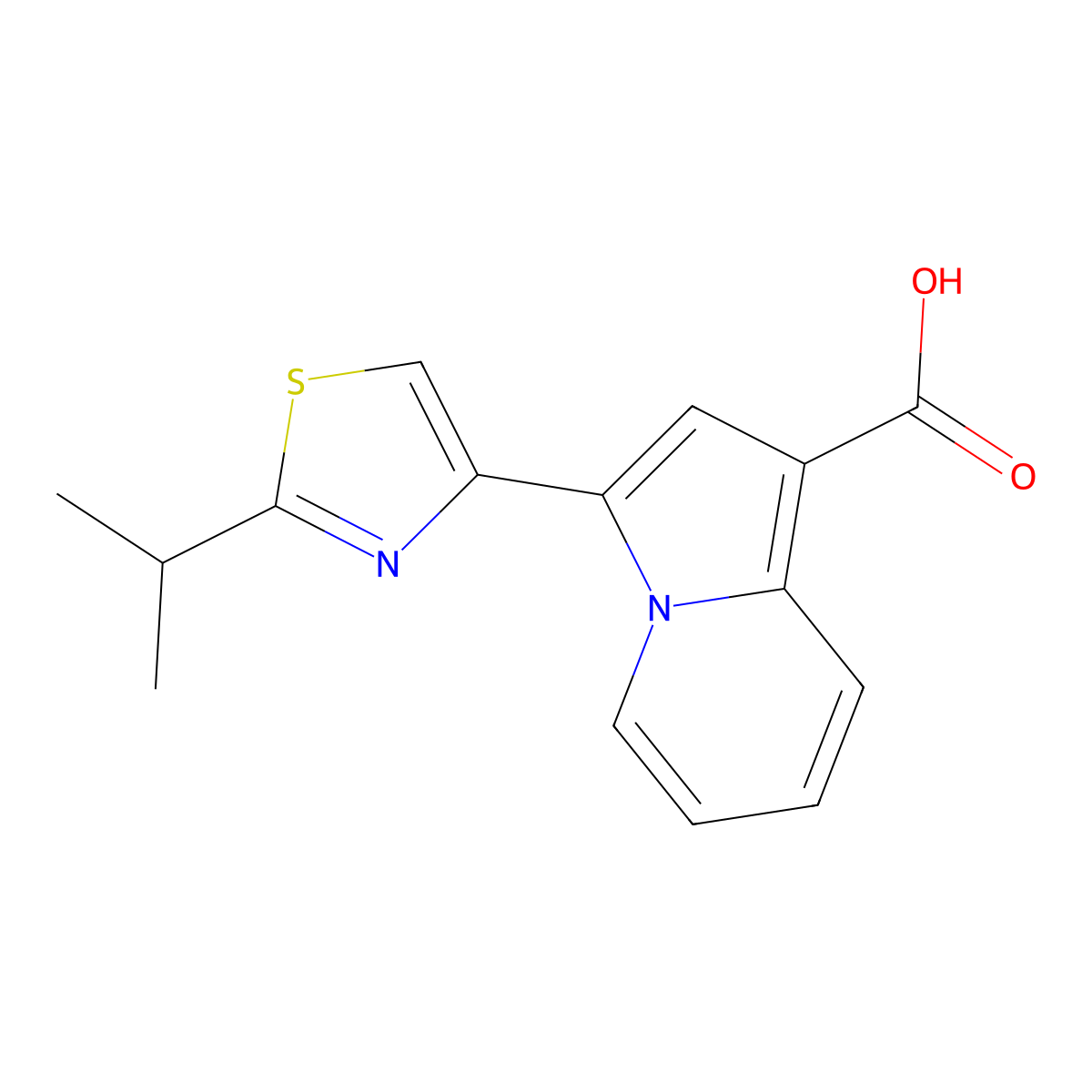 3-(2-Isopropylthiazol-4-yl)indolizine-1-carboxylic acid molecular structure, CAS 1422063-39-5